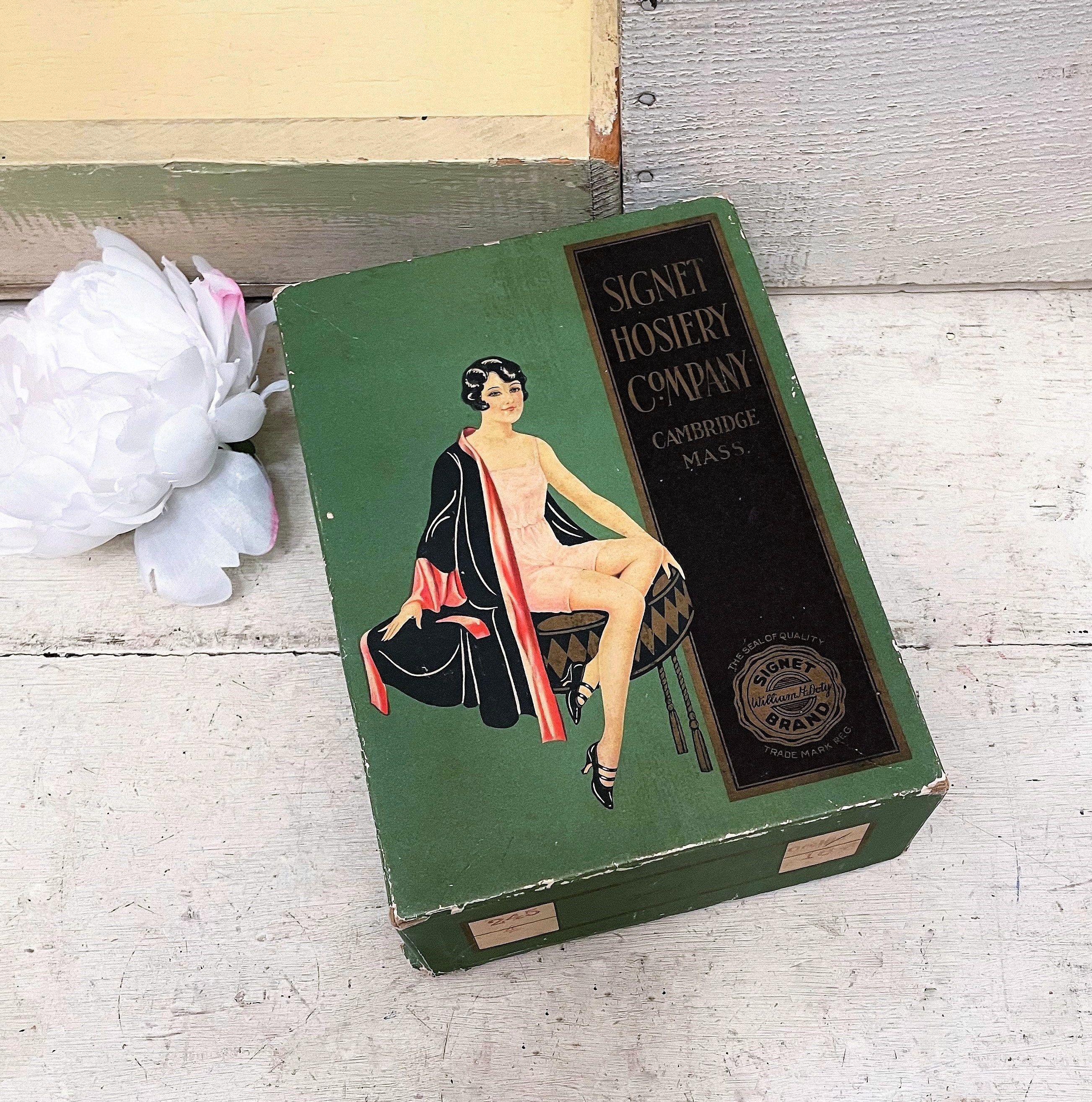 Large Antique 1920s Flapper Girl Box Cardboard Hosiery Box Vintage ...