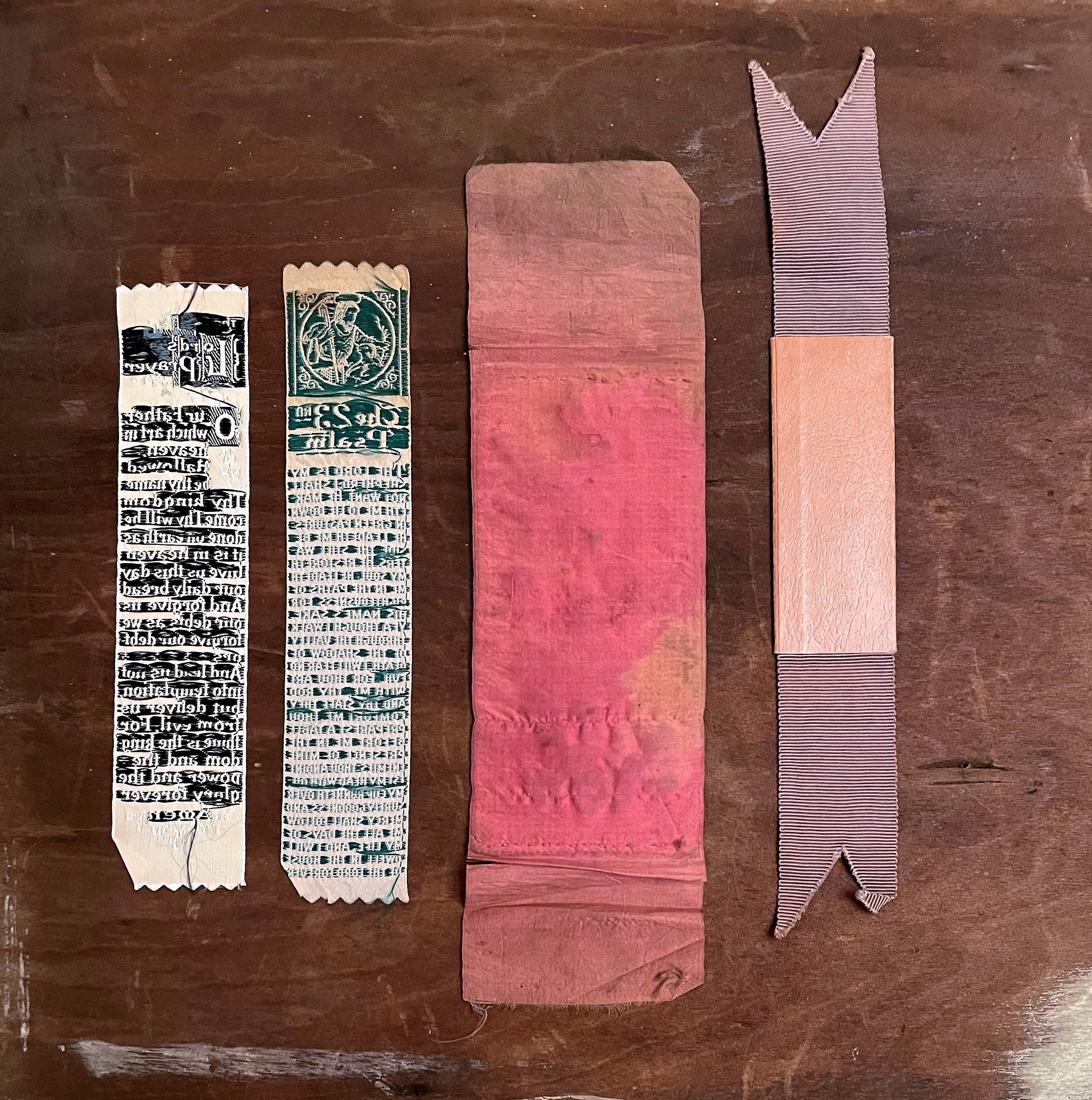 4 Antique Bible Bookmarks Needlepoint W