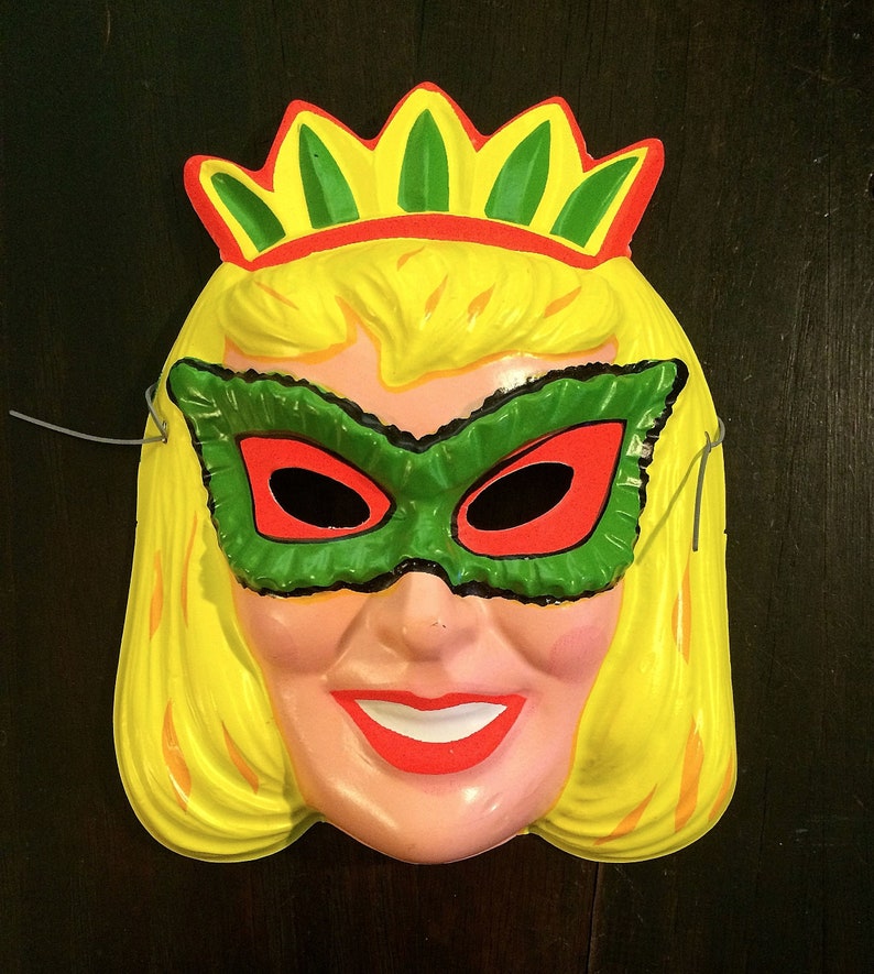 Blonde Princess Vintage Advertising Halloween D\u00e9cor Decoration Little Girl Costume 1960s Vintage Halloween Mask Masquerade