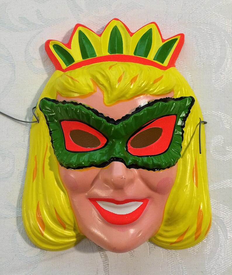 Blonde Princess Vintage Advertising Halloween D\u00e9cor Decoration Little Girl Costume 1960s Vintage Halloween Mask Masquerade