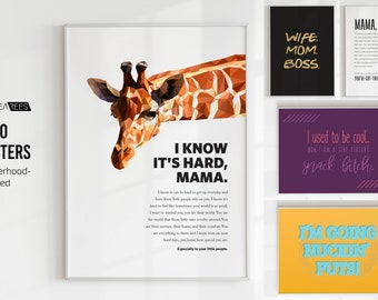 CLEARANCE Motherhood-Themed 8x10 Prints | Mom Mama Wall Print | Posters for Moms | Funny Mom Sayings | Motivational Motherhood Posters