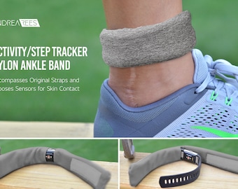 Activity/Step Tracker Nylon Ankle Band – Encompasses Original Straps and Exposes Sensors for Skin Contact (Grey)