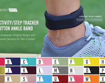 Solid Color Activity/Step Tracker 100% Cotton Ankle Band – Encompasses Original Straps and Exposes Sensors for Skin Contact