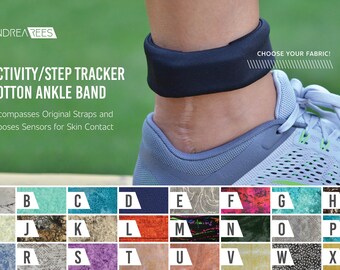 Textured Print Activity/Step Tracker 100% Cotton Ankle Band – Encompasses Original Straps and Exposes Sensors for Skin Contact