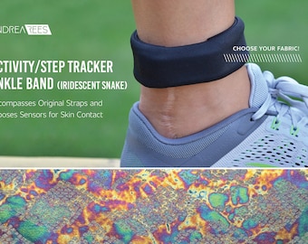 Activity/Step Tracker Nylon Ankle Band – Iridescent Snake Print  – Encompasses Original Straps and Exposes Sensors for Skin Contact