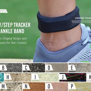 Tracker attività/passi con stampa testurizzata, cinturino alla caviglia in 100% cotone, comprende cinturini originali ed espone i sensori per il contatto con la pelle