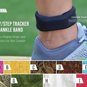 Paisley/Swirls Activity/Step Tracker 100% Cotton Ankle Band – Encompasses Original Straps and Exposes Sensors for Skin Contact