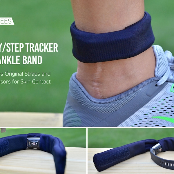 Activity/Step Tracker Navy Blue Nylon Ankle Band – Encompasses Original Straps and Exposes Sensors for Skin Contact