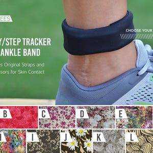 Floral Print Activity/Step Tracker 100% Cotton Ankle Band – Encompasses Original Straps and Exposes Sensors for Skin Contact