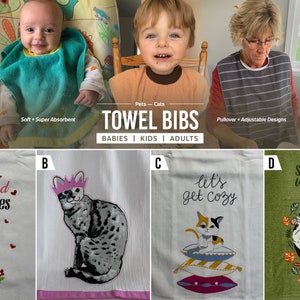 Towel Bibs for Babies, Toddlers, Kids, and Adults | Baby Bib Toddler Bib Adult Bib | Elderly Special Needs Disabled Feeding Shirt Protectors