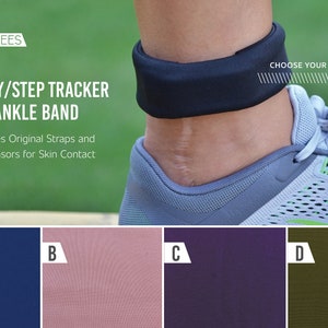 Activity/Step Tracker Nylon Ankle Band Encompasses Original Straps and Exposes Sensors for Skin Contact Navy, Mauve, Purple, Olive image 1