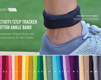 Solid Color Activity/Step Tracker 100% Cotton Ankle Band – Encompasses Original Straps and Exposes Sensors for Skin Contact