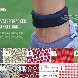 Graphic Print Activity/Step Tracker 100% Cotton Ankle Band – Encompasses Original Straps and Exposes Sensors for Skin Contact