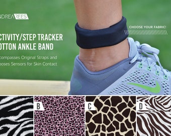 Animal Print Activity/Step Tracker 100% Cotton Ankle Band – Encompasses Original Straps and Exposes Sensors for Skin Contact