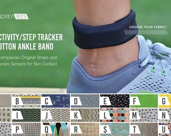 Geometric Print Activity/Step Tracker 100% Cotton Ankle Band – Encompasses Original Straps and Exposes Sensors for Skin Contact