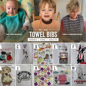 Towel Bibs for Babies, Toddlers, Kids, and Adults | Baby Bib Toddler Bib Adult Bib | Elderly Special Needs Disabled Feeding Shirt Protectors