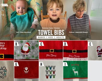 Towel Bibs for Babies, Toddlers, Kids, and Adults | Baby Bib Toddler Bib Adult Bib | Elderly Special Needs Disabled Feeding Shirt Protectors