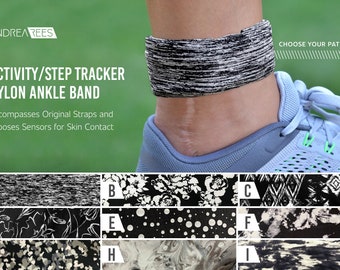 Nylon enkelband met Activity/Step Tracker – omvat originele banden en legt sensoren bloot voor huidcontact (zwart-wit)