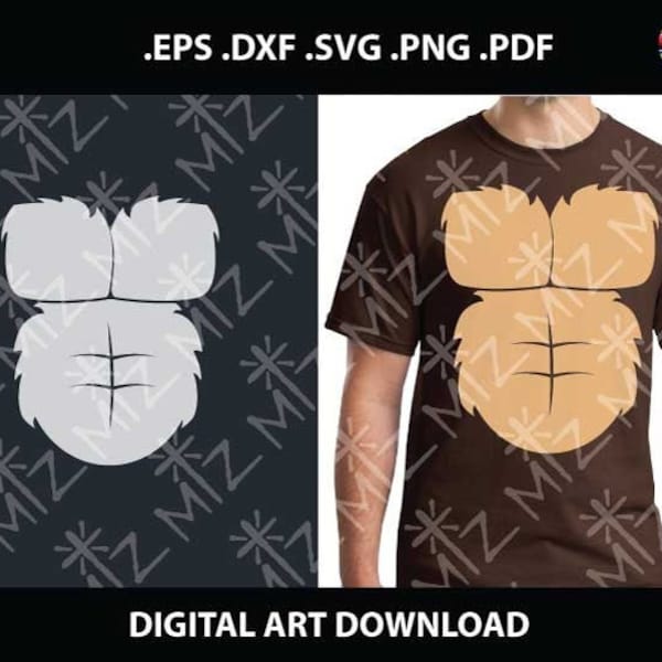 Gorilla Chest Cut Files, Kong Chest Svg DXF Cutting Files, png EPS PDF Files, Eps, Instant Download