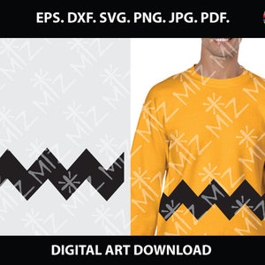 Arquivos de corte Zig Zag Charlie, arquivos de corte Charlie Brown Svg DXF, arquivos de padrão SVG Dxf, Eps, download instantâneo