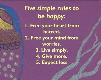 Simple Life PRINT | Rules to live | Bird Art | Mailed Directly | Can frame or keep as is | Ready made frame size