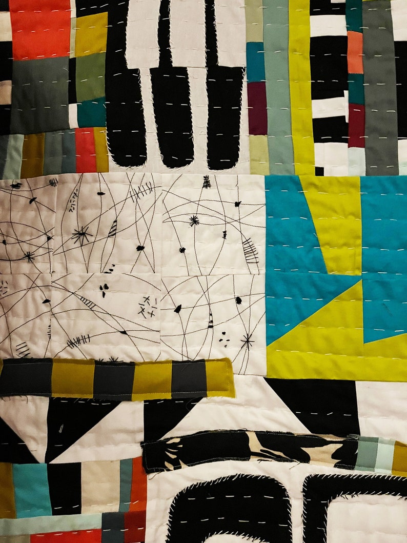 Contempo. Modern Abstract Art Quilt, Quilted Wall Hanging for Your Home