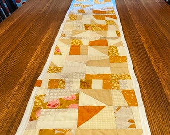 Neutral Palette Table Runner, Modern Table Runner, Quilted Table Runner for your home.  Tan, White, neutral colors, perfect for any decor