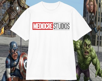 Mediocre Studios Parody Logo T-Shirt | Heavyweight White Graphic Tee