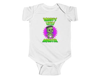 Daddy's Little Monster Baby Bodysuit, Boy