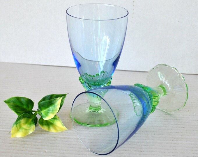 Bormioli Rocco Bahia Blown Glass Italy Peacock Blue Green Etsy