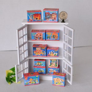Dollhouse Miniatures Doll&#39;s Toy Box, ALL 12 Doll&#39;s Toys (Boxes Only), Miniature Dollhouse Toy Box 1:12th Scale
