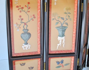 Vintage Mid-century Asian Oriental Chinese 4 Panel Folding Table