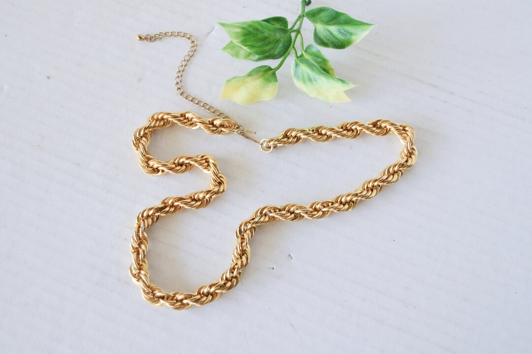 French Rope Style Chain Vintage French Rope Chain Gold Finish Spiral Link Necklace, 18-22 ...