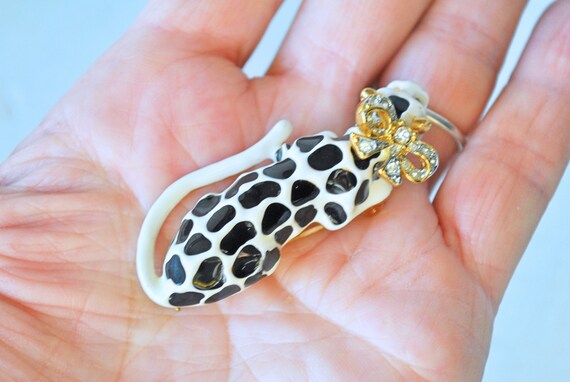 Vintage Kenneth Jay Lane Enamel Metal Leopard Pin… - image 5