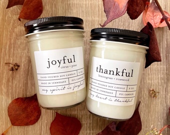Any TWO 8 oz hand poured soy wax jar candles