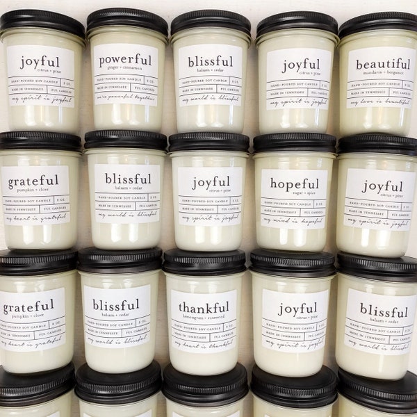 BULK LISTING - 6 hand poured eco-friendly 8 oz soy wax jar candles