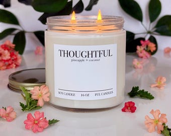 16 oz THOUGHTFUL (pineapple + coconut) soy wax jar candle