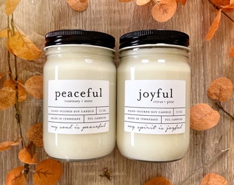 Any TWO 12 oz hand poured soy wax jar candles