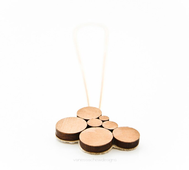 Wooden Circles Pendant Necklace Etsy