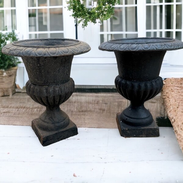 Black Metal Garden Urns Etsy