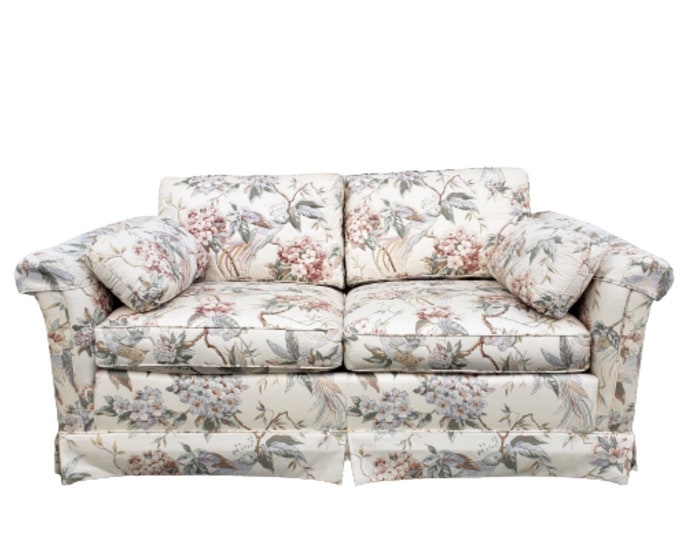 Ethan Allen Loveseat With Quilted Designer Fabric Vintage Etsy