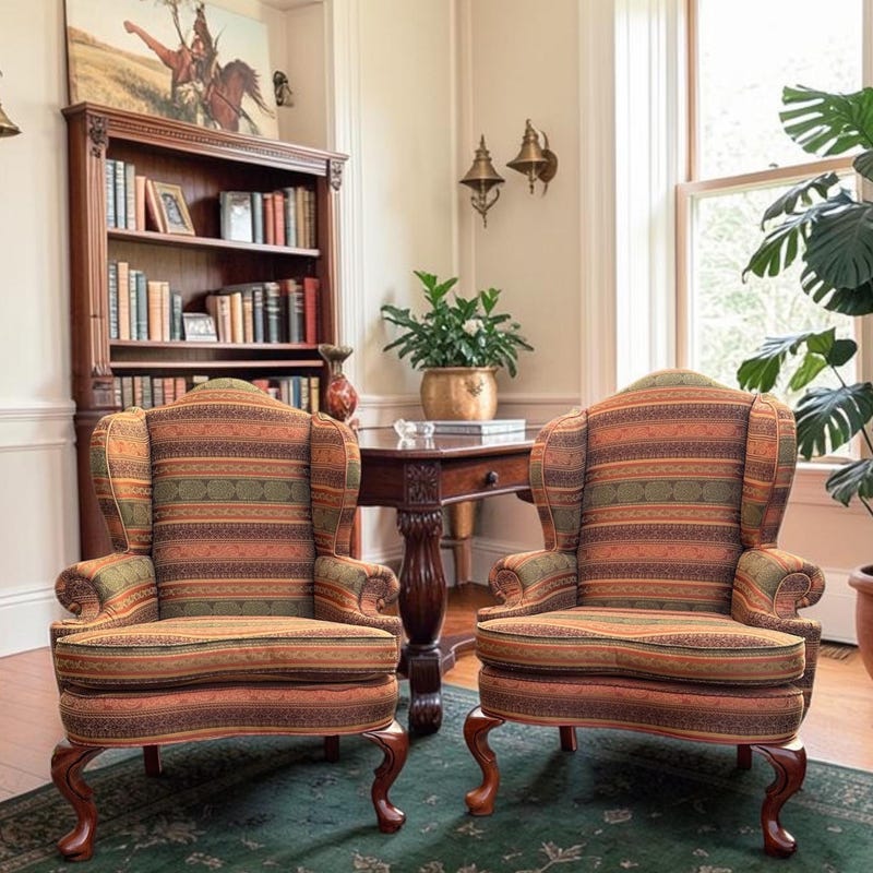 Antique Wingback Armchair - Etsy