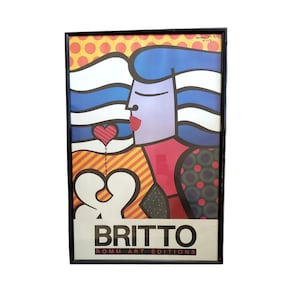 Romero Britto exhibition poster - Cheers - love - drink - bar - restaurant  - museum artist - art print - excellent condition - pop art