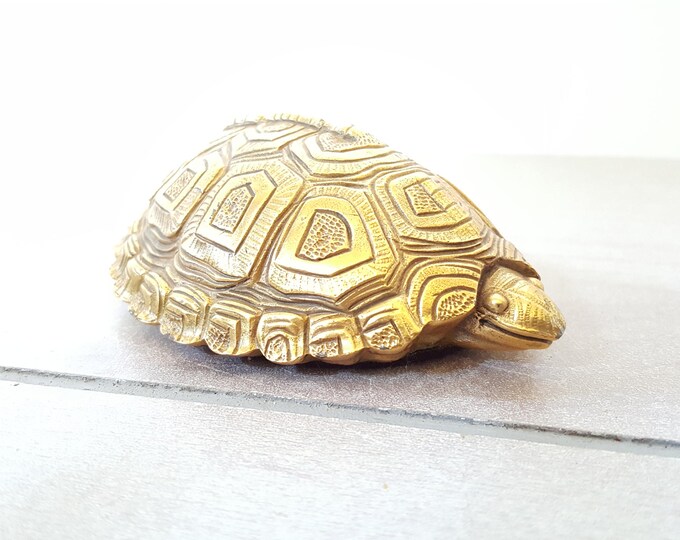 Brass Turtle Paperweight / Animal Figurine / Metropolitan Etsy