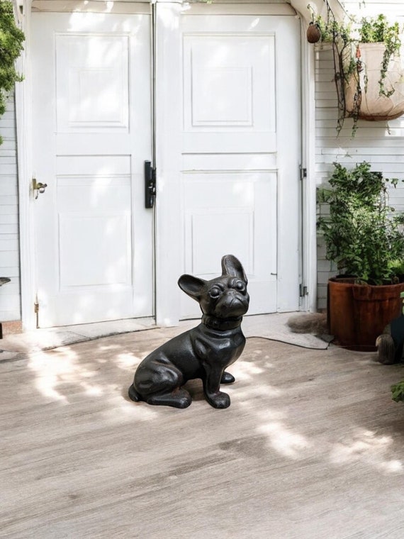 Antique French Bulldog Doorstop 7.5h Cast Iron Sitting Dog Coin Bank Doorstop Vintage Home Decor Dog Gift Bully Breed Frenchie Decor Etsy