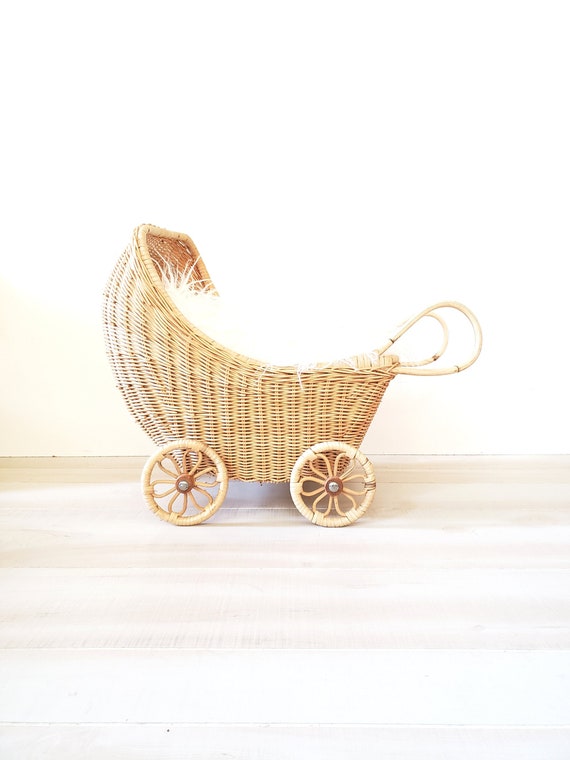 rattan doll pram