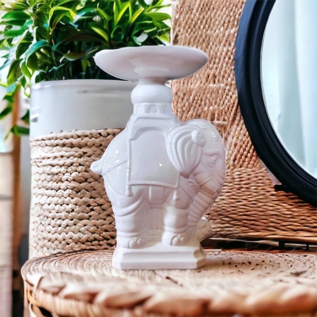 14 White Ceramic Elephant Plant Stand/ Plant Holder/ Etsy