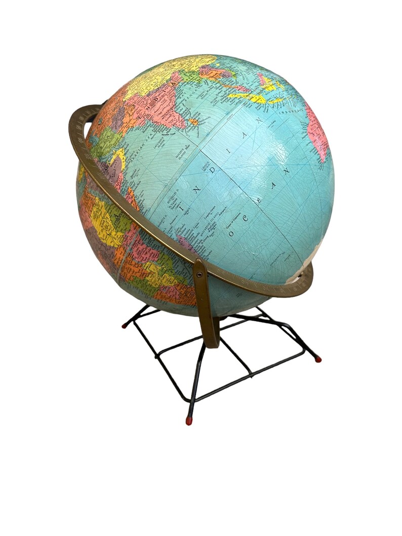 Mid Century 12" World Globe, Vintage Desktop Replogle Globe on Metal ...