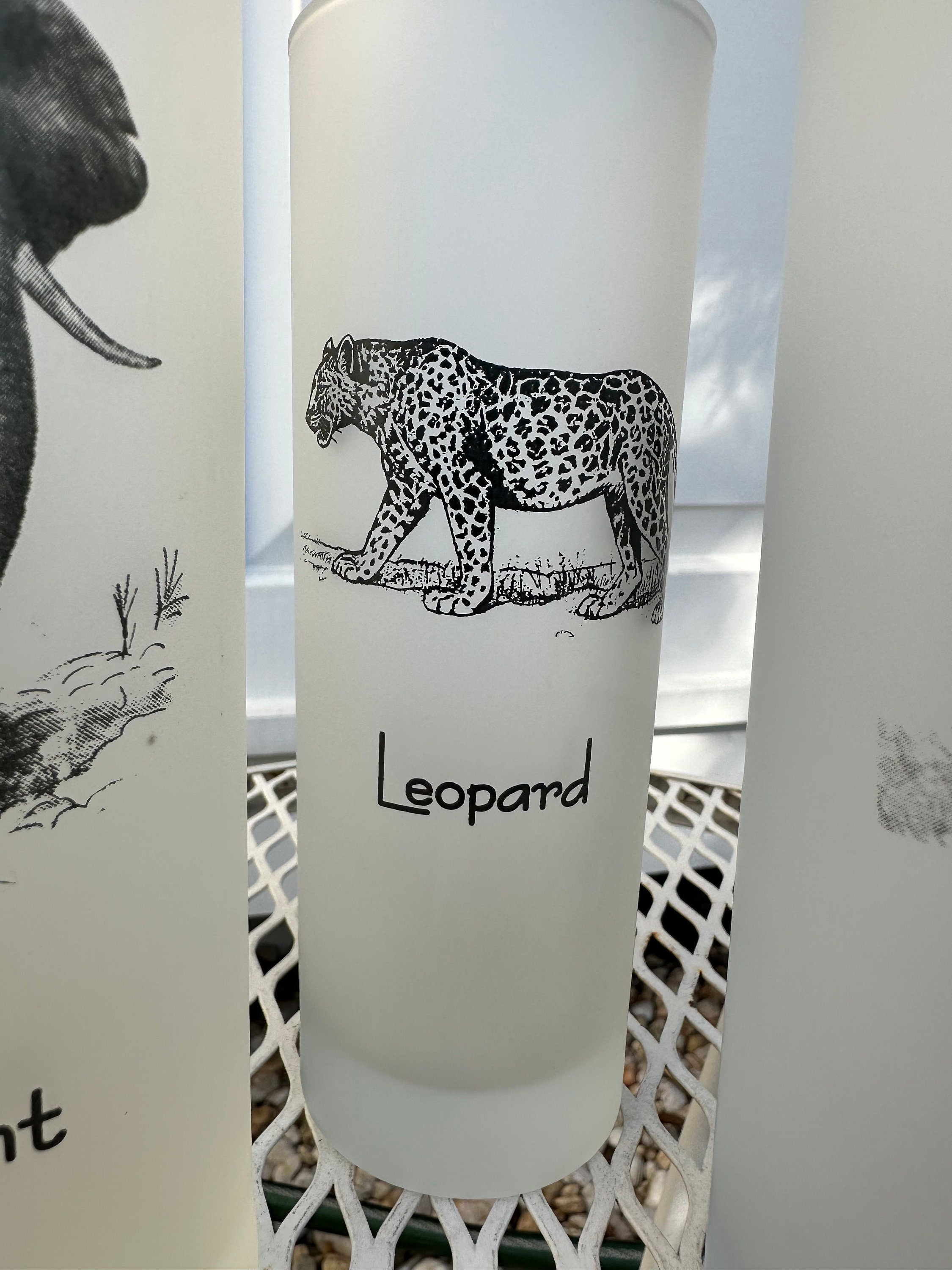 Vintage Safari Frosted Tumbler Glasses / the Big 5 Jungle Animal