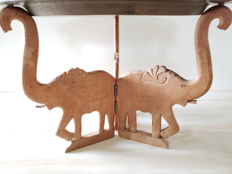 Wood Elephant Coffee Table / Hand Carved Elephant In The Forests Stool End Table Intricately